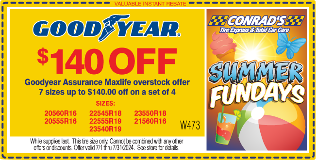 Instant Rebate of $140 on Goodyear Assurance Maxlife Overstock