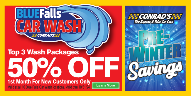 Blue Falls Car Wash 50% Off Top 3 Unlimited Wash Packages at all (10) Tunnel Washes