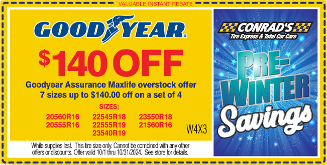 Instant Rebate of $140 on Goodyear Assurance Maxlife Overstock