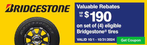 Bridgestone Get Up to $190 when using CFNA credit card