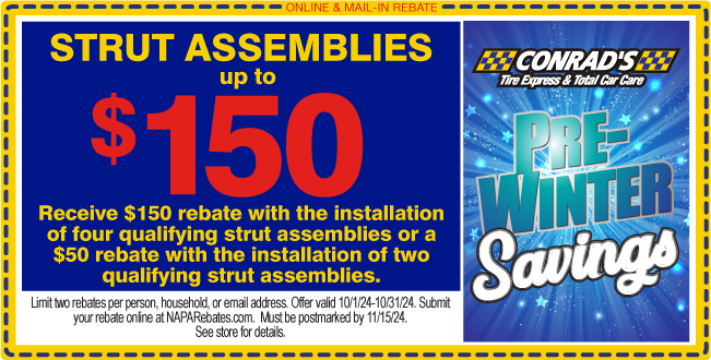 Up to $150 rebate with the installation of four qualifying strut assemblies