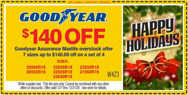 Instant Rebate of $140 on Goodyear Assurance Maxlife Overstock