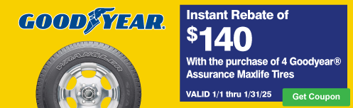 Instant Rebate of $140 on Goodyear Assurance Maxlife Overstock