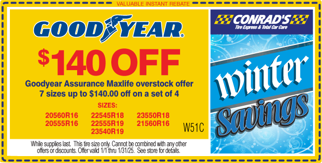 Instant Rebate of $140 on Goodyear Assurance Maxlife Overstock