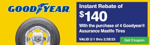 Instant Rebate of $140 on Goodyear Assurance Maxlife Overstock