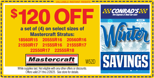 Instant Rebate of $120 on Mastercraft Stratus Select Sizes