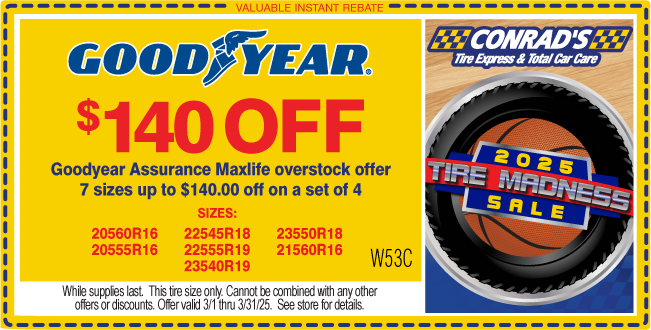 Instant Rebate of $140 on Goodyear Assurance Maxlife Overstock